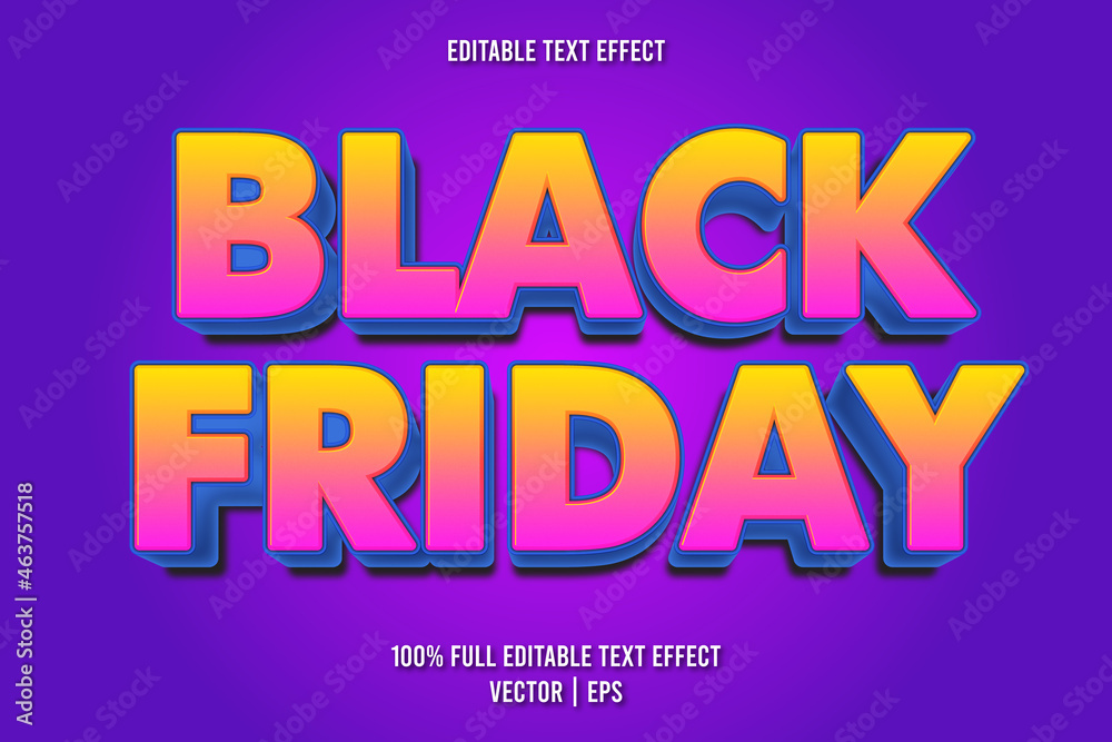 Black friday editable text effect cartoon style