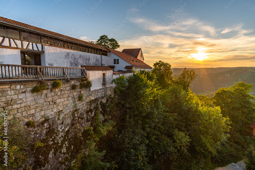 Fantastic sunset at Wildenstein Castle in the Danube Valley