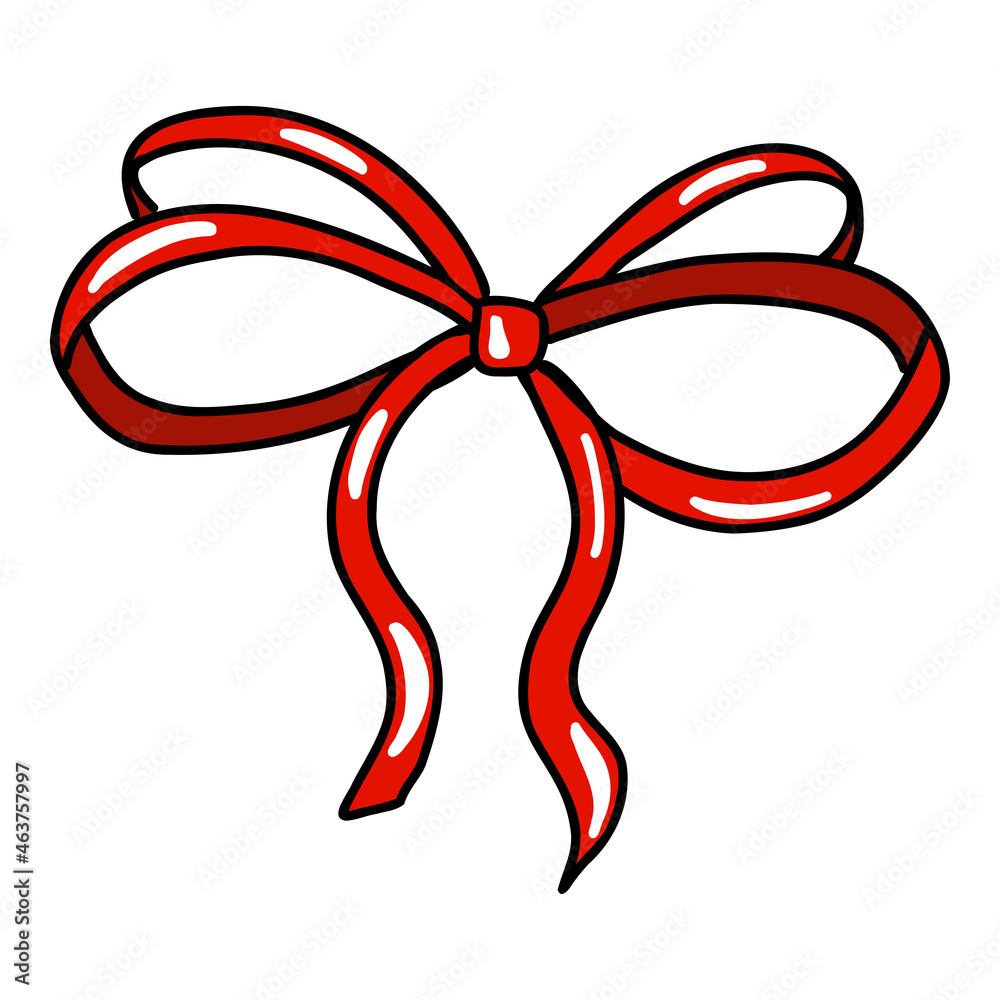 Beautiful satin bow, doodle style vector element. Beautiful satin bow, doodle style vector element.