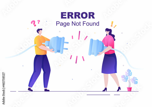 Lost Wireless Connection or Disconnected Cable, No Wifi Signal Internet, Page Not Found on Display Smartphone Screen. Background Vector Illustration