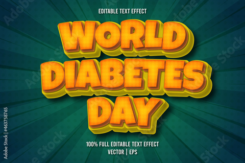 World diabetes day editable text effect comic style