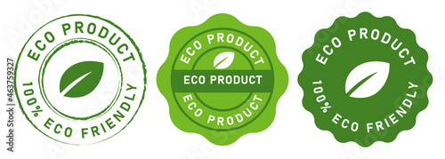 eco product environment friendly green leaf symbol emblem product stamp in circle flat seal plant tag