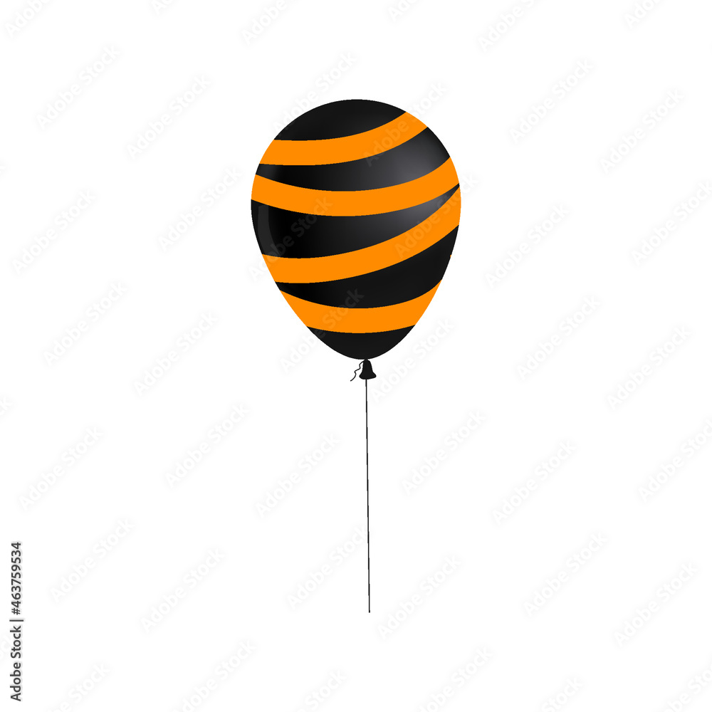 Obraz premium Halloween balloon 3d realistic, Eye icon symbol, orange black color. Vector illustration isolated