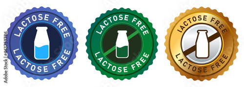 lactose free no milk label sign stamp sticker in blue green and gold