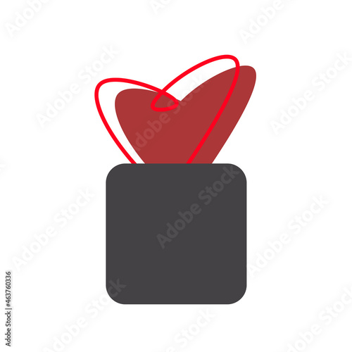 Minimalist Indoor Desk Plant - Amazing flat vector illustration of a red indoor plant on a square pot suitable for animation, website, apps, icon, sign, design assets, and illustration in general