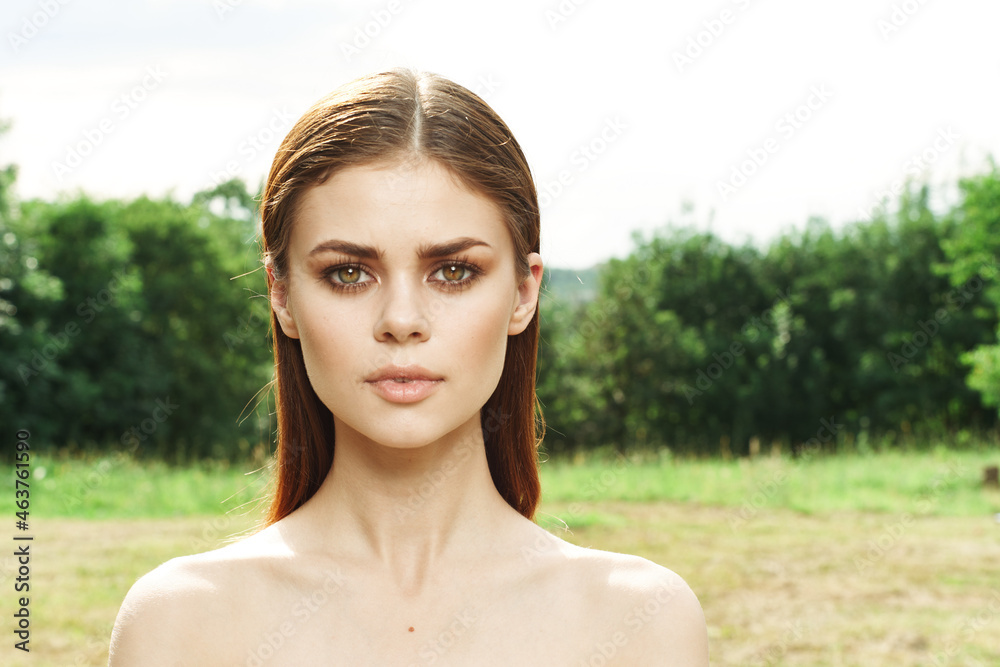 beautiful woman makeup spa nature fresh air cropped view beautiful woman makeup spa nature fresh air cropped view