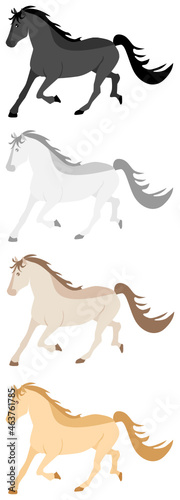 Vector horse icon set with different colors. This cute animals set can use for race  wildlife  nature themes and cartoons and fairytale concepts.