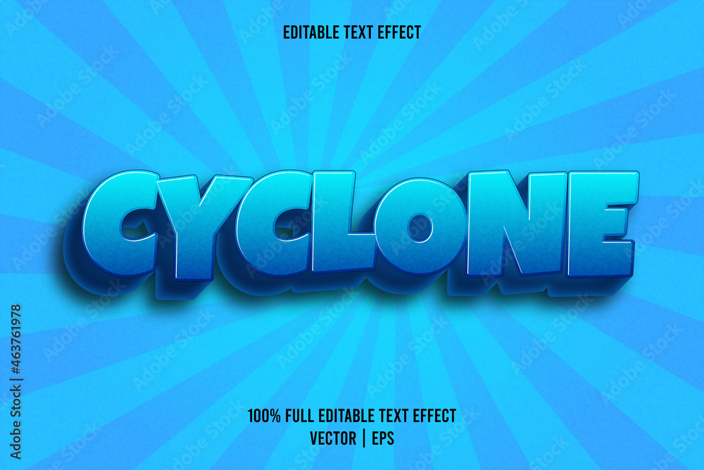 Cyclone editable text effect cartoon style