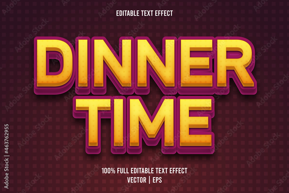 Dinner time editable text effect retro style