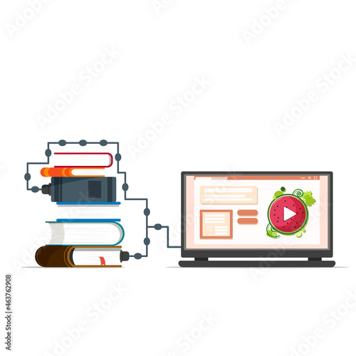 Concept illustration of education and information. Online education and information