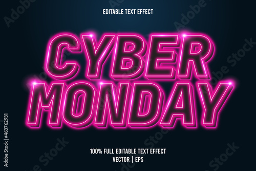 Cyber monday editable text effect neon style photo