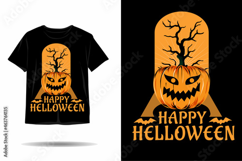 Happy halloween pumpkin silhouette t shirt design