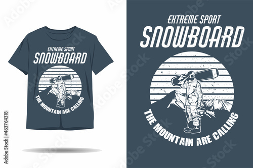 Extreme sport snowboard silhouette t shirt design