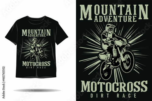 Mountain adventure motocross dirt race silhouette t shirt design