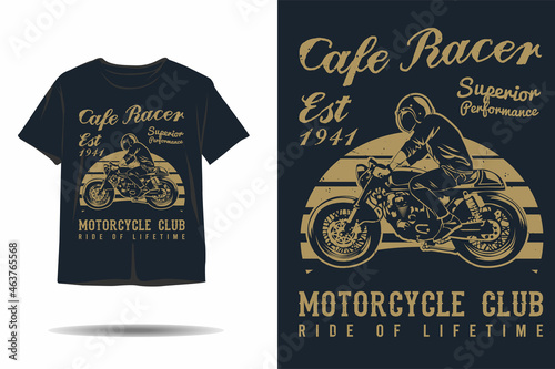 Cafe racer superior performance motorcycle club silhouette t shirt design