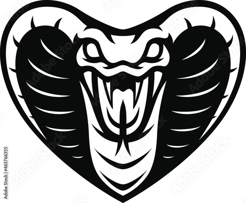 Head of Aggressive King Cobra as the Heart Shape
