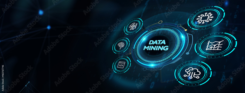 Data mining concept. Business, modern technology, internet and networking concept. 3d illustration Data mining concept. Business, modern technology, internet and networking concept. 3d illustration