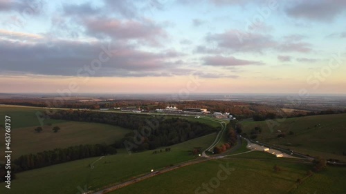 Goodwood horse racecourse in England. Aerial shot of the famous hippodrome photo