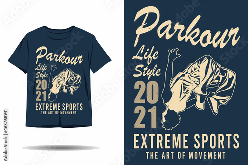 Parkour life style extreme sports the art of movement silhouette t shirt design
