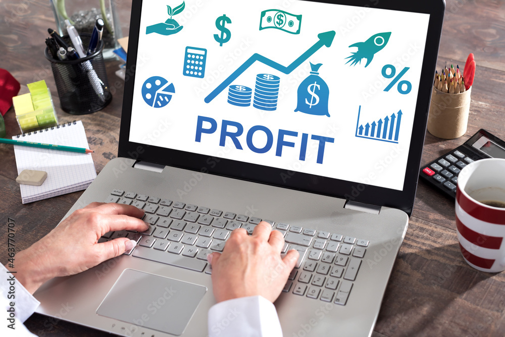 Profit concept on a laptop screen Profit concept on a laptop screen