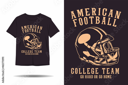 American football college team go hard or go home silhouette t shirt design