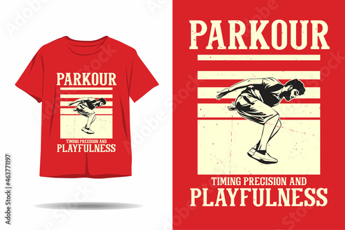 Parkour timing precision and playfulness t shirt design