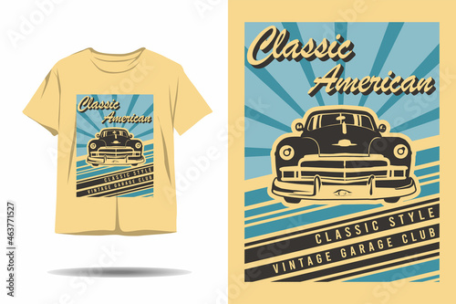 Classic american classic style vintage garage club silhouette t shirt design