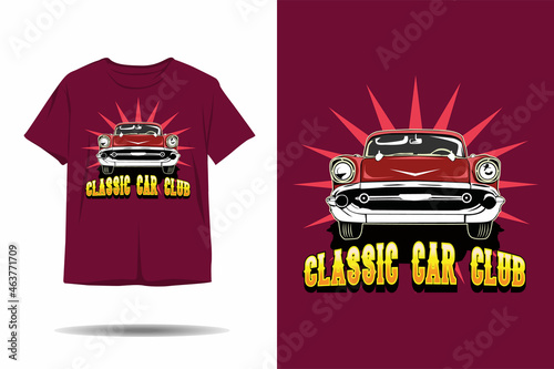 Classic car club illustration t shirt design