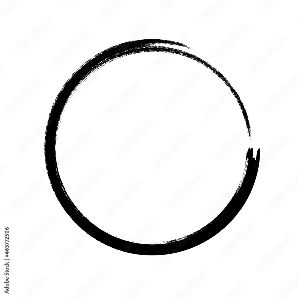 Hand painted circle. Black grunge distressed texture. Ink brush stroke. Hand painted circle. Black grunge distressed texture. Ink brush stroke.