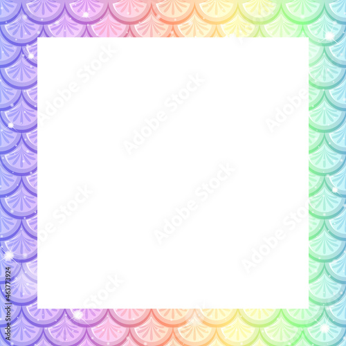 Blank pastel rainbow fish scales frame template