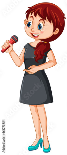 A young woman singing with microphone