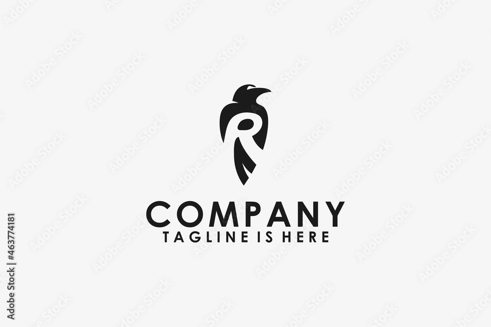 Letter R Raven Logo Design Icon Template