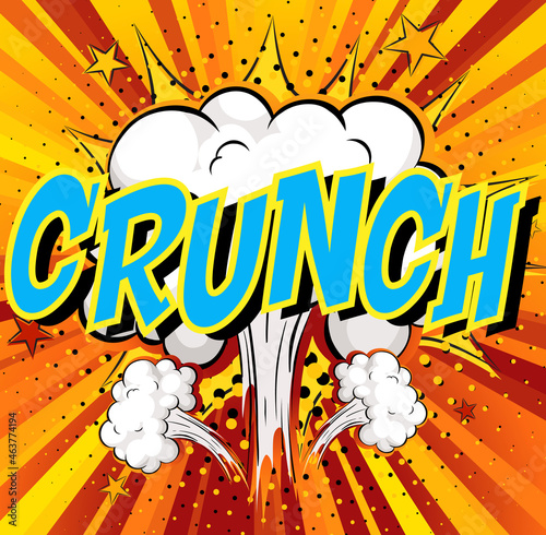 Word Crunch on comic cloud explosion background