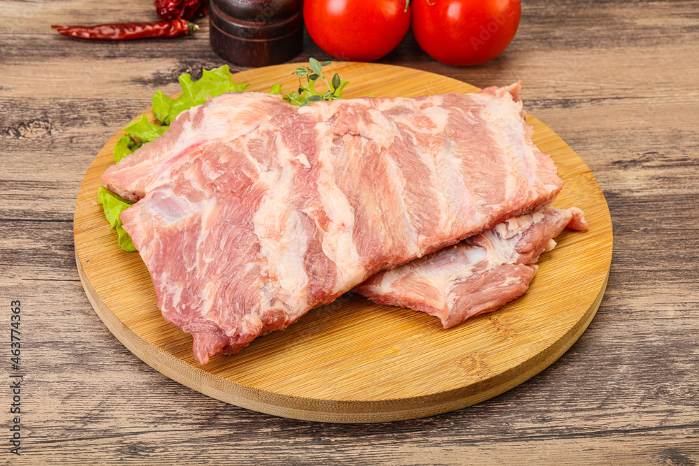 Raw pork ribs for cooking