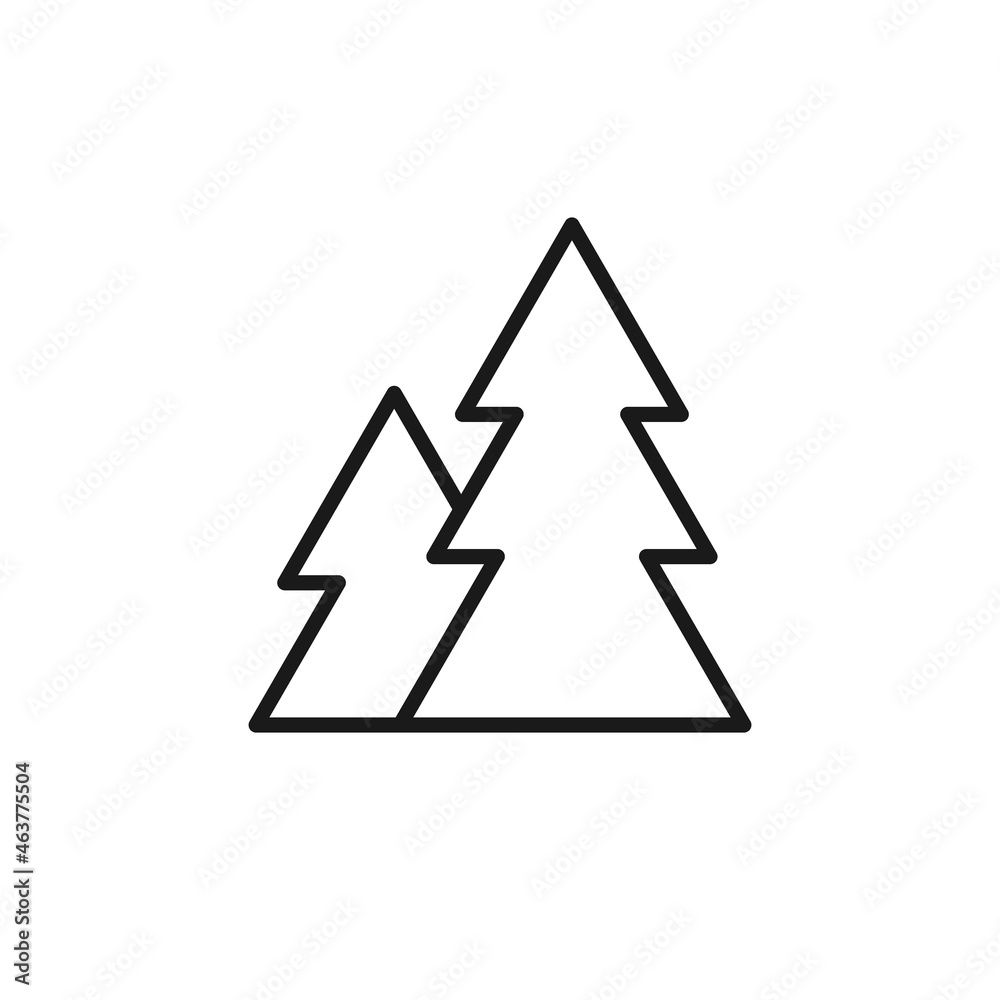 Black isolated outline icon of fir tree on white background. Line Icon of christmas tree. Black isolated outline icon of fir tree on white background. Line Icon of christmas tree.