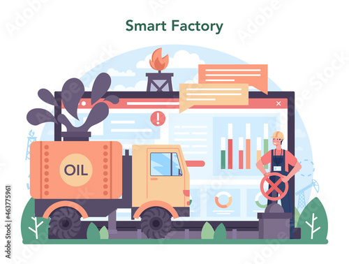 Petroleum industry online service or platform. Pumpjack platform