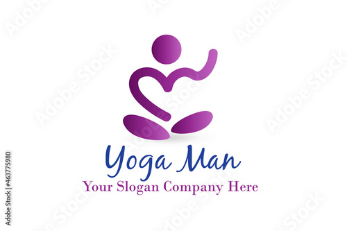Logo yoga man love heart shape mandala symbol icon vector art image design