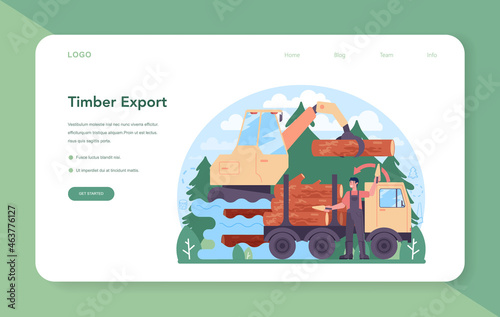 Timber industry and wood production web banner or landing page