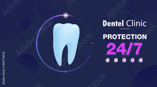 24 Hour Dental Care Tooth . Protection of healthy teeth . illustration vector.