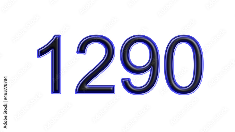 blue 1290 number 3d effect white background blue 1290 number 3d effect white background