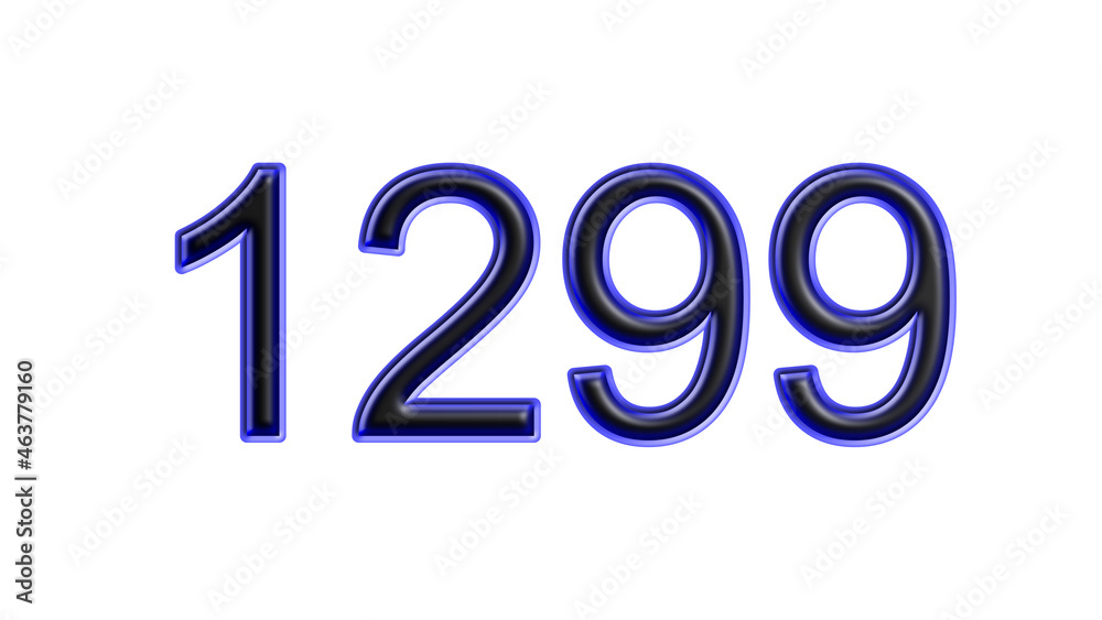 blue 1299 number 3d effect white background blue 1299 number 3d effect white background