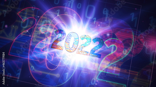 Wallpaper Mural 2022 year number futuristic abstract 3d illustration Torontodigital.ca