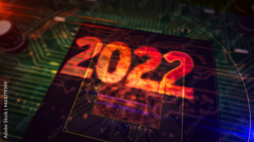 2022 year number futuristic abstract 3d illustration