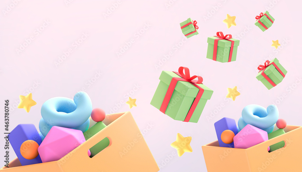 idea Creative Gift Box Happy and Season of Giving Concept for the banner on pink background. birthday, valentine's day, Christmas, New Year, Congratulation -3d Rendering idea Creative Gift Box Happy and Season of Giving Concept for the banner on pink background. birthday, valentine's day, Christmas, New Year, Congratulation -3d Rendering