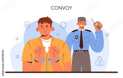 Convoy concept. Transportation of a criminal in an armored