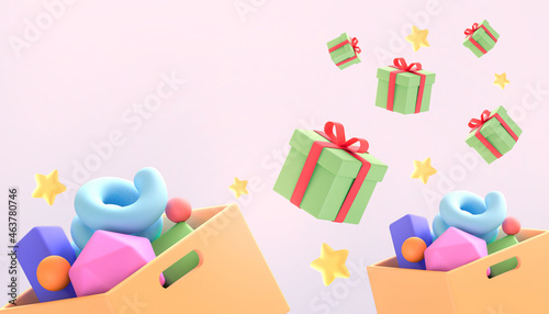Fototapeta Naklejka Na Ścianę i Meble -  idea Creative Gift Box Happy and Season of Giving Concept for the banner on pink background. birthday, valentine's day, Christmas, New Year, Congratulation -3d Rendering