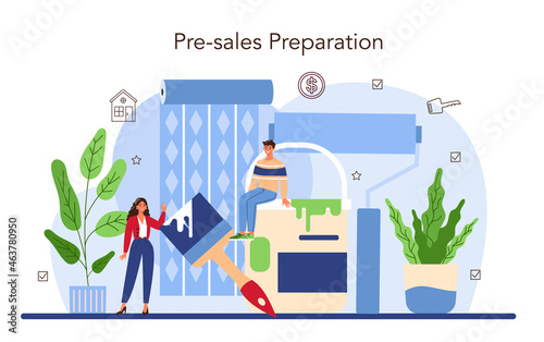 Real estate industry. Pre-sale preparation of an appartment or house