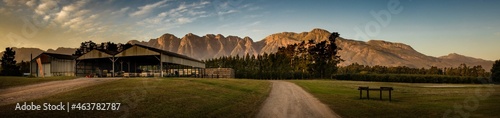 Panoramic of a Farm in South Africa with Swartberg Mountains in back