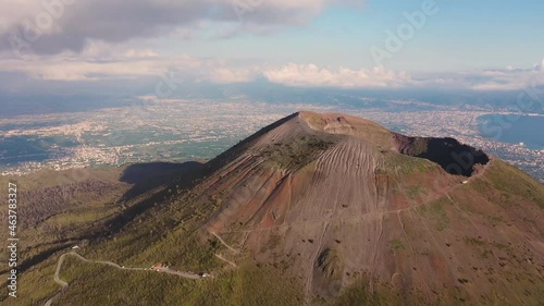 Vesuvius volcano crater next to Naples. Campania region, Italy (aerial photography) photo
