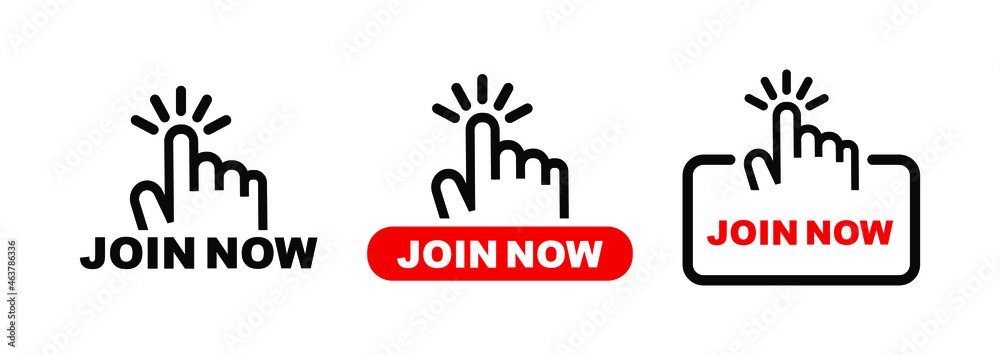 Фотография join now sign on white background